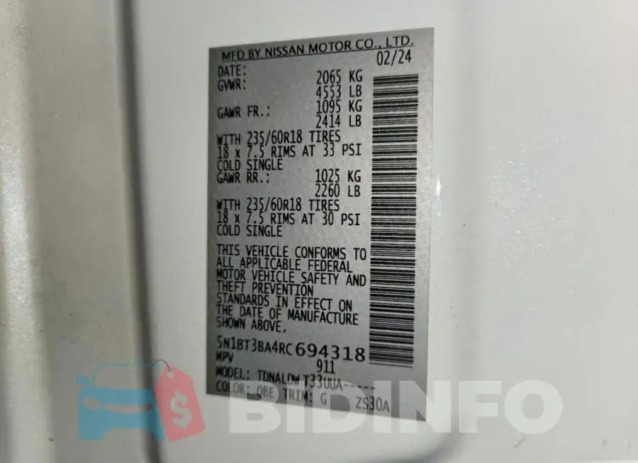 5N1BT3BA4RC694318 Photo# 12