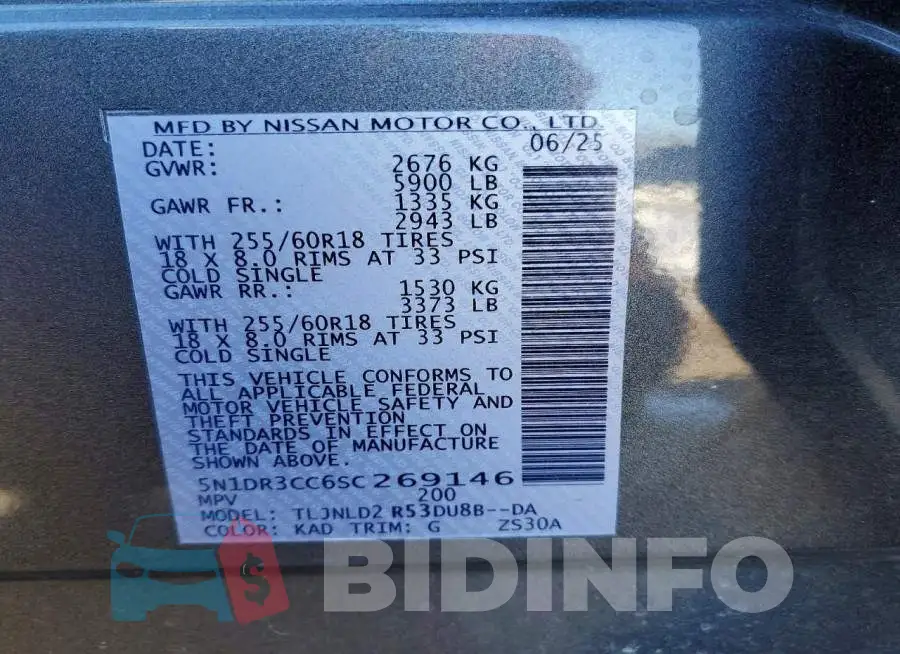 5N1DR3CC6SC269146 Photo# 13