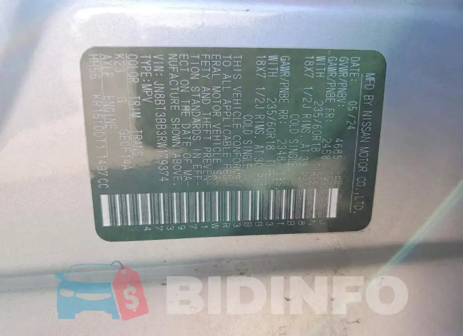 JN8BT3BB3RW179374 Photo# 13