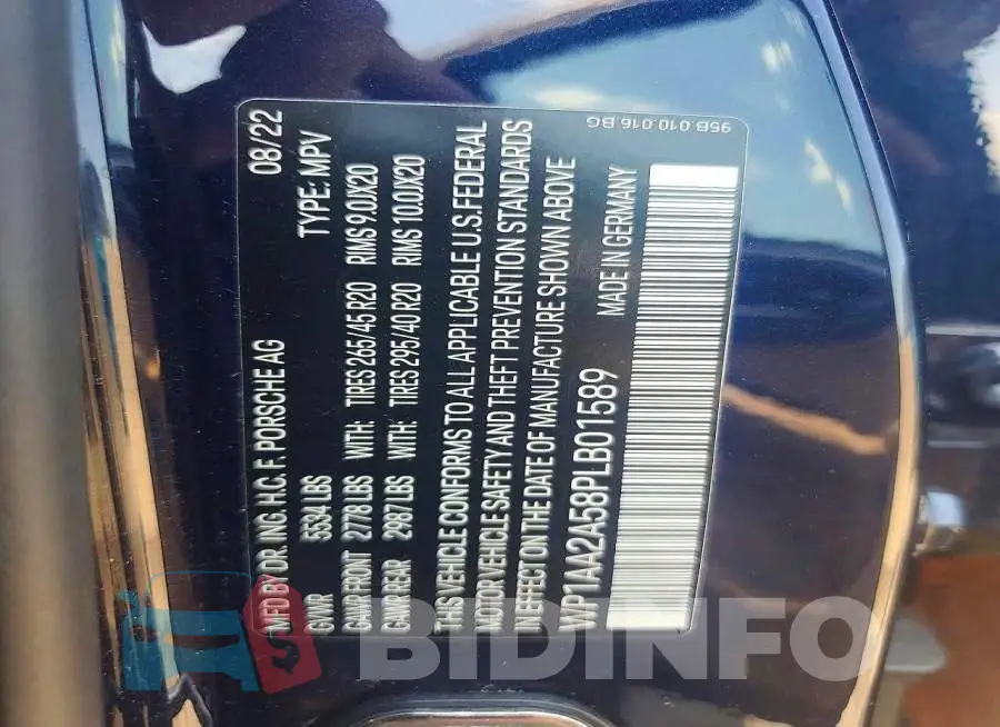 WP1AA2A58PLB01589 Photo# 13