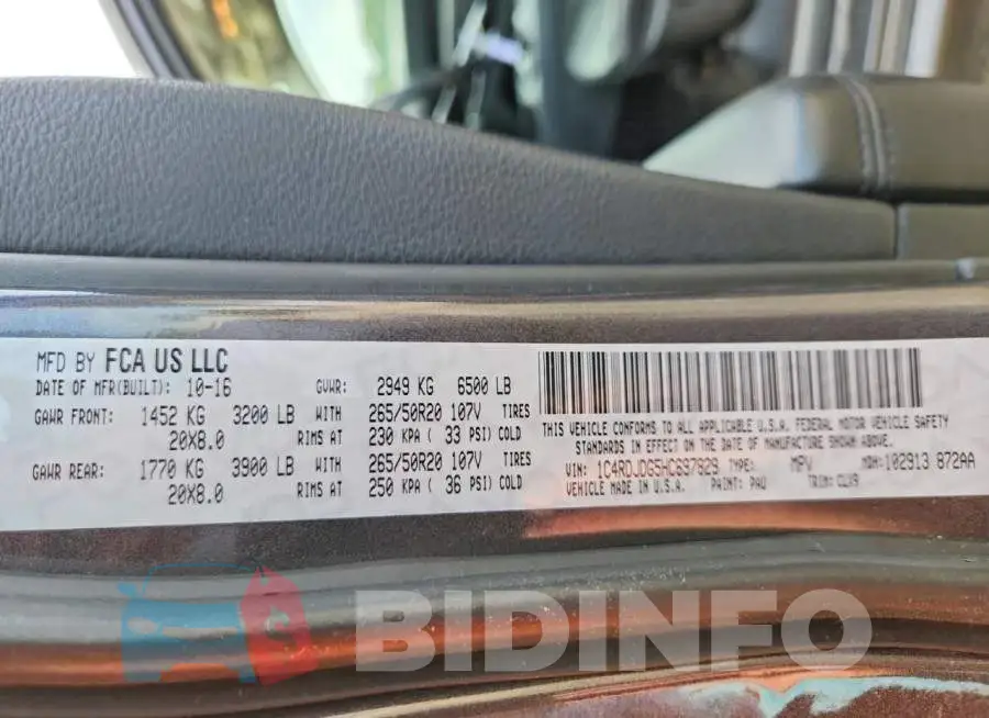 1C4RDJDG5HC697829 Photo# 14