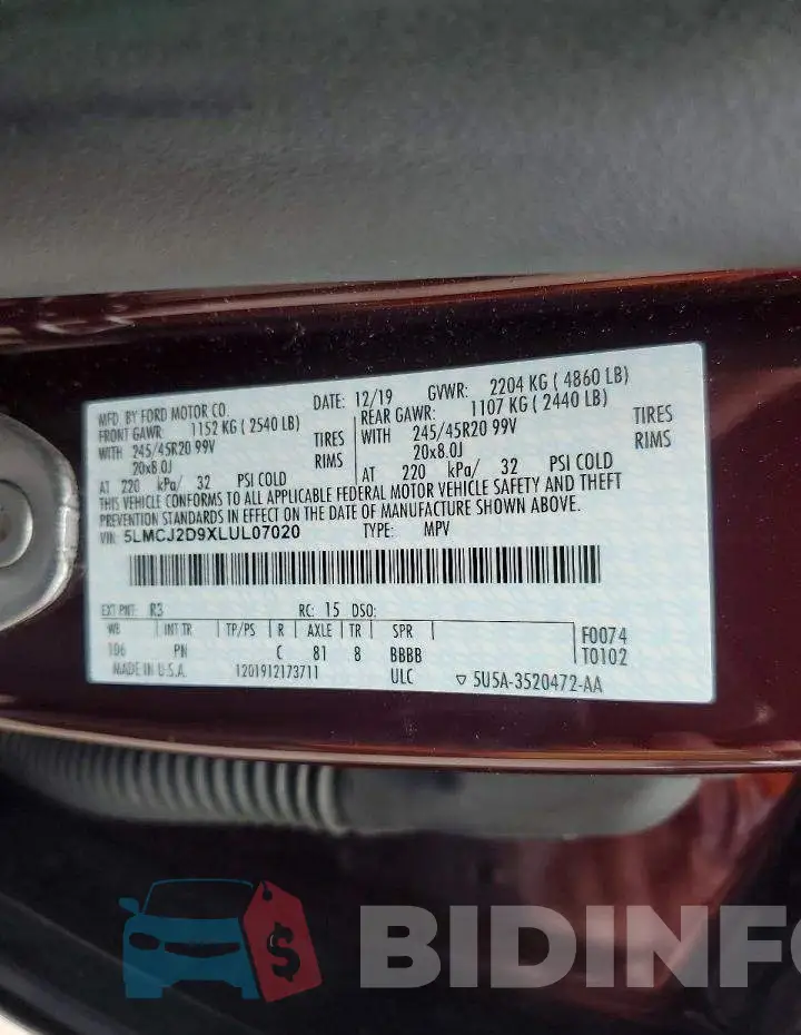 5LMCJ2D9XLUL07020 Photo# 14