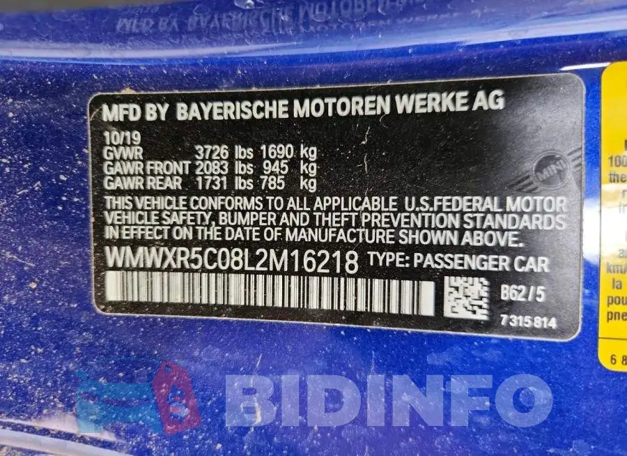 WMWXR5C08L2M16218 Photo# 13