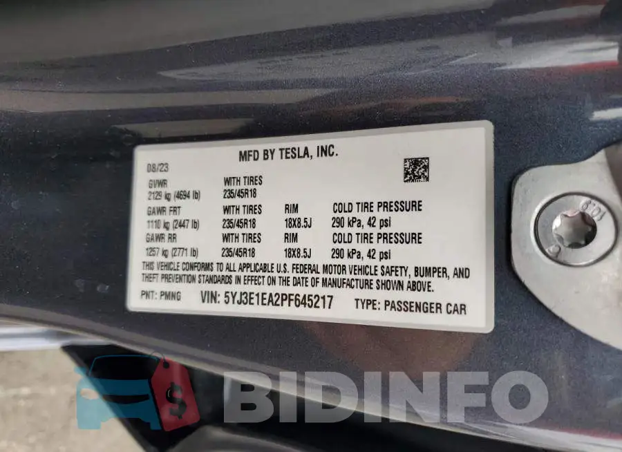 5YJ3E1EA2PF645217 Photo# 12
