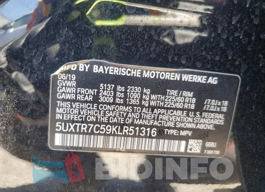 5UXTR7C59KLR51316 Photo# 13