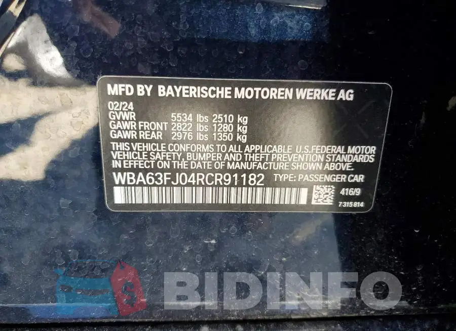 WBA63FJ04RCR91182 Photo# 13