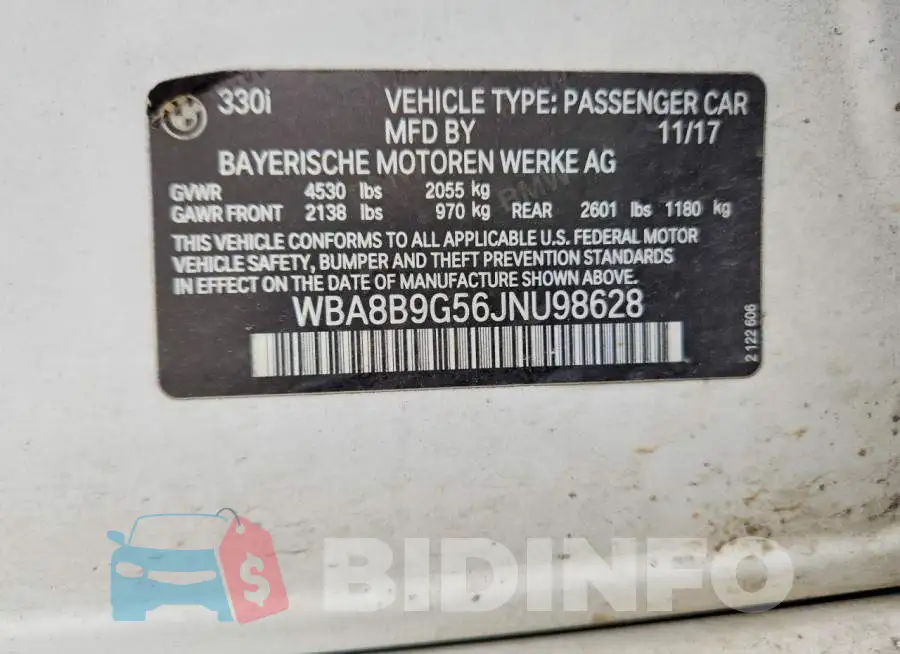 WBA8B9G56JNU98628 Photo# 12
