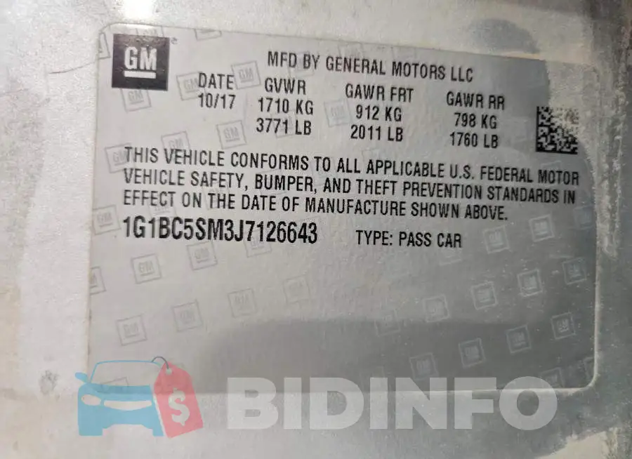1G1BC5SM3J7126643 Photo# 12
