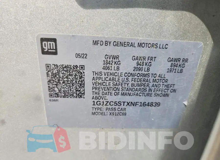 1G1ZC5STXNF164839 Photo# 13