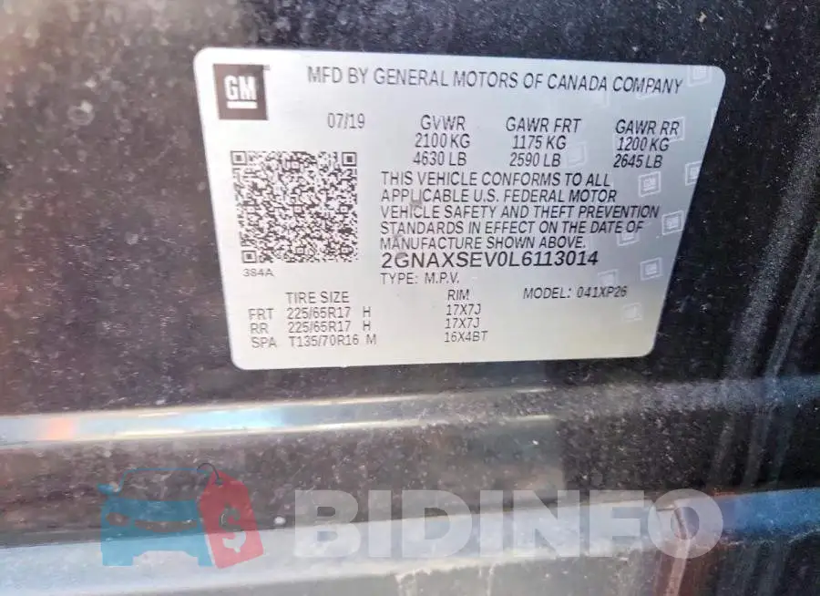 2GNAXSEV0L6113014 Photo# 13