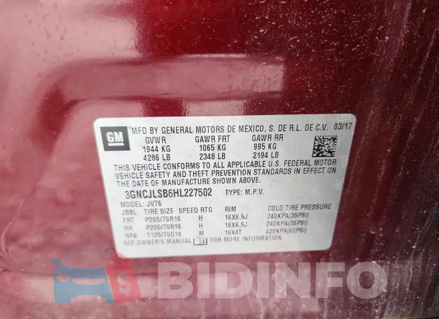 3GNCJLSB6HL227502 Photo# 12