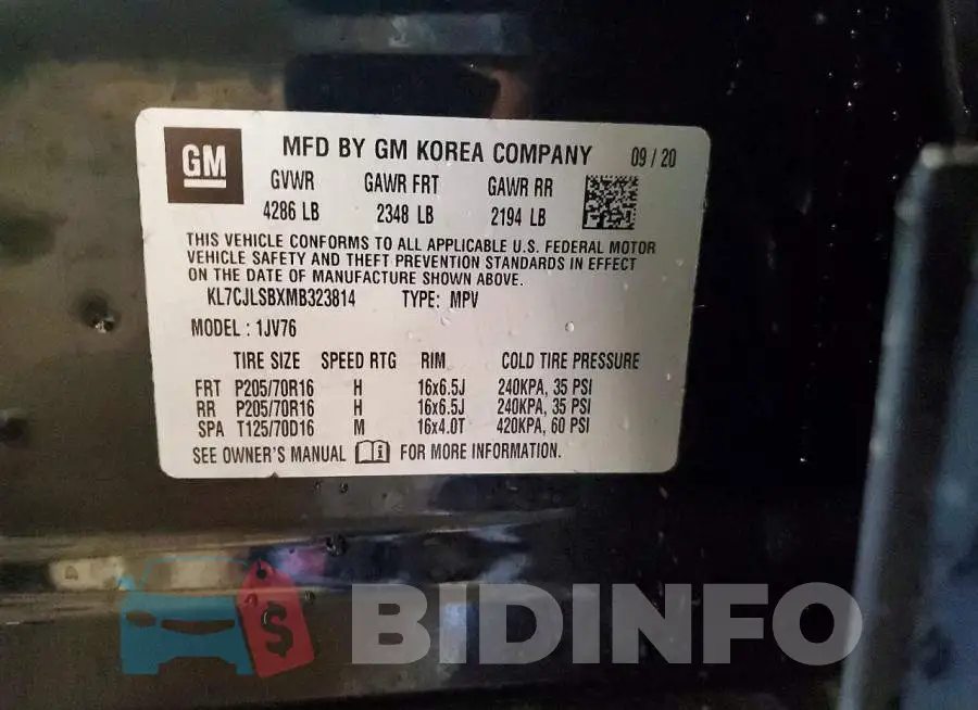 KL7CJLSBXMB323814 Photo# 14
