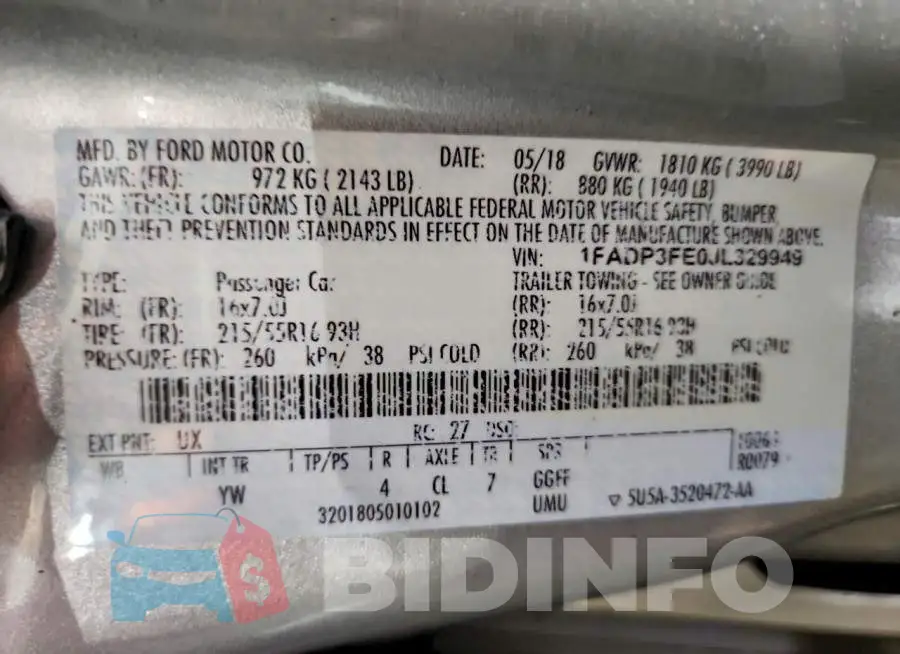 1FADP3FE0JL329949 Photo# 13