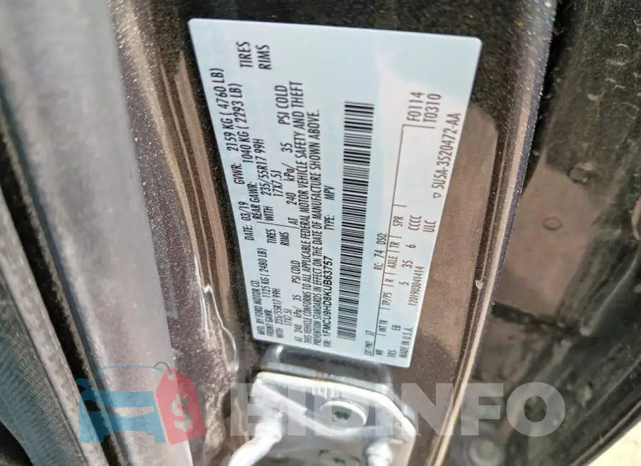 1FMCU9HD8KUB63757 Photo# 12
