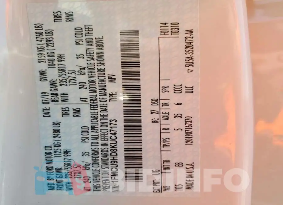 1FMCU9HD8KUC47173 Photo# 13