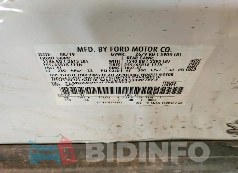 1FMSK8DH3LGA55227 Photo# 13