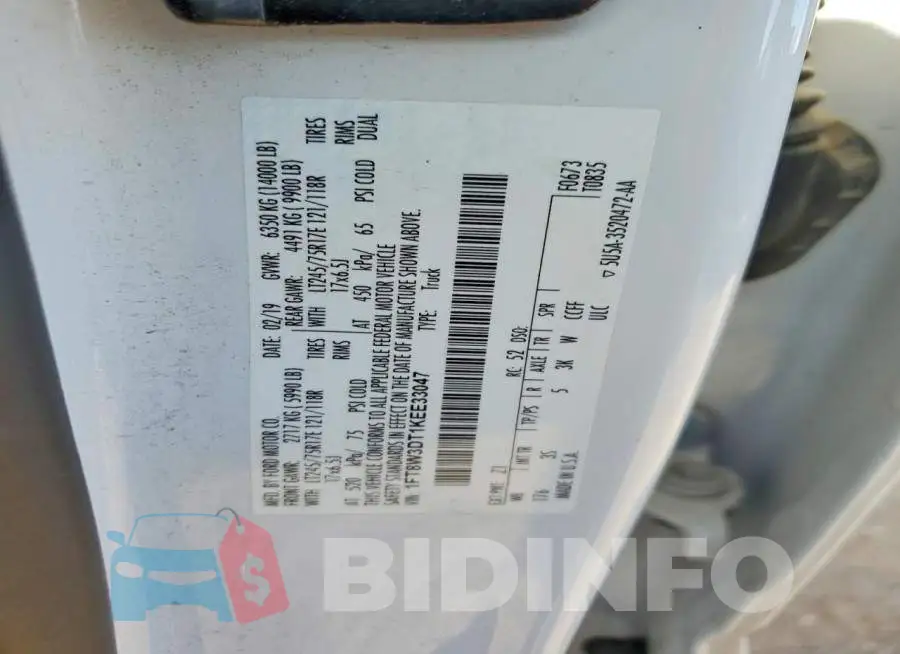 1FT8W3DT1KEE33047 Photo# 13
