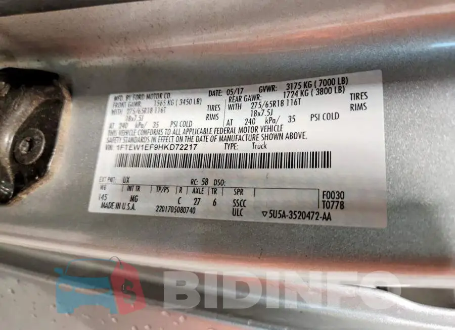 1FTEW1EF9HKD72217 Photo# 13