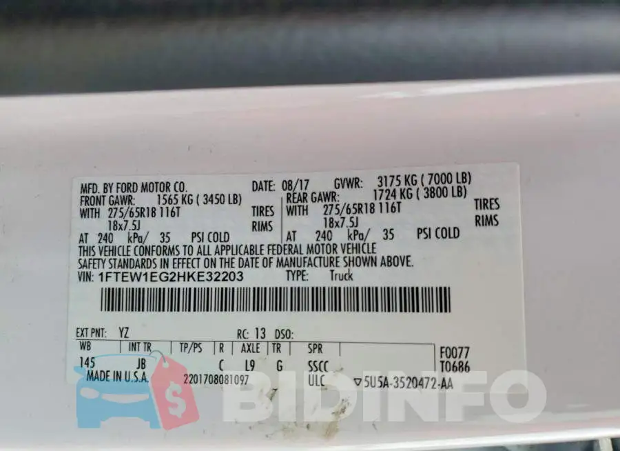 1FTEW1EG2HKE32203 Photo# 12