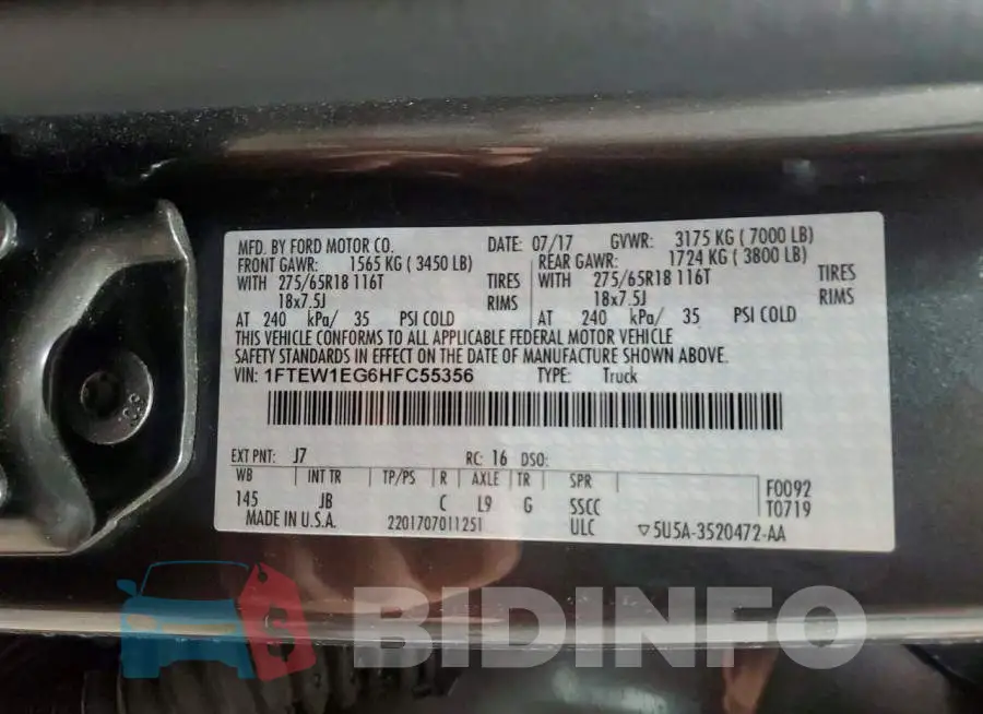 1FTEW1EG6HFC55356 Photo# 12
