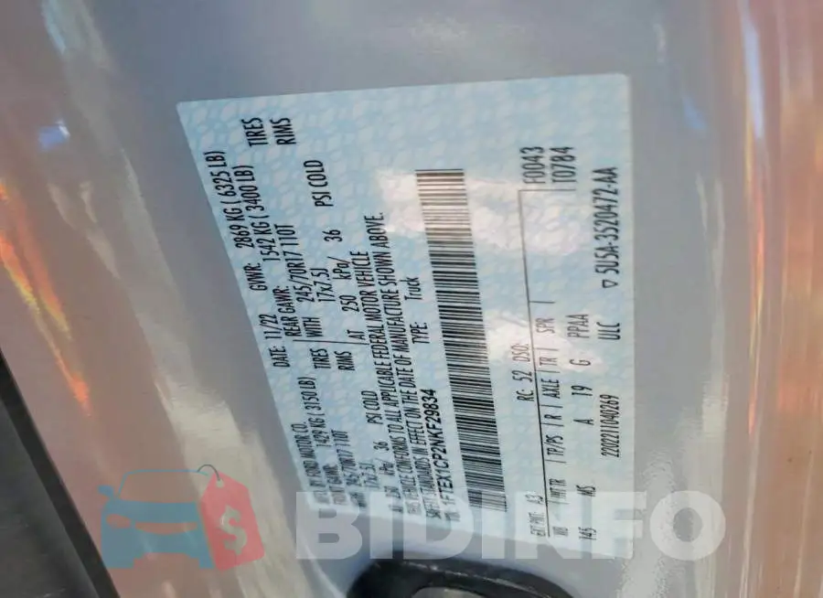 1FTEX1CP2NKF29834 Photo# 12