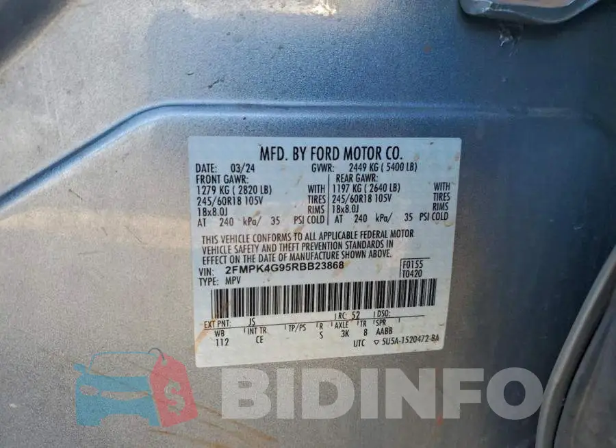 2FMPK4G95RBB23868 Photo# 14