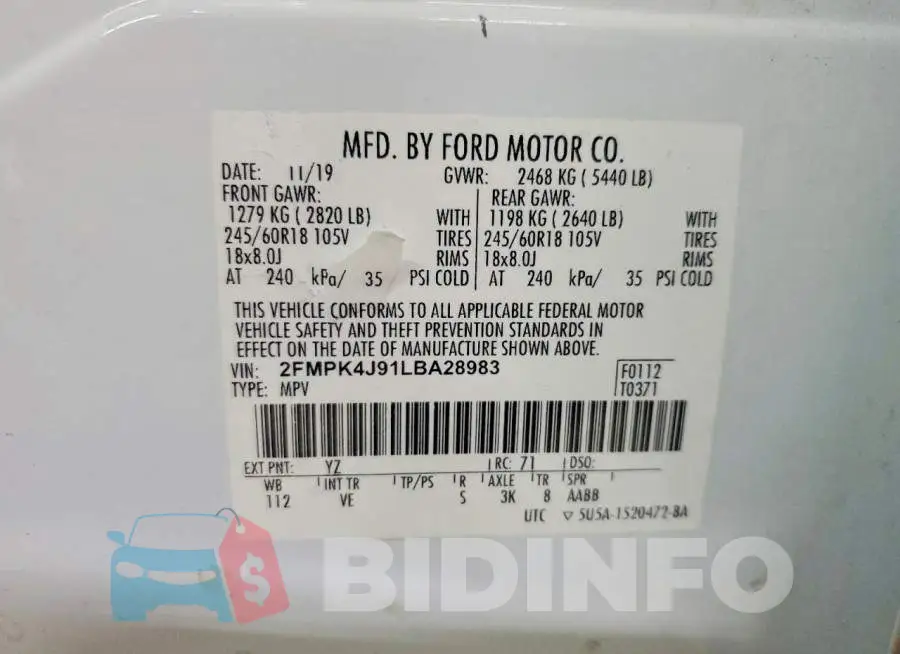 2FMPK4J91LBA28983 Photo# 13