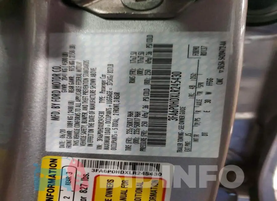 3FA6P0HDXLR245430 Photo# 12