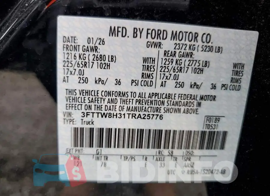 3FTTW8H31TRA25776 Photo# 12