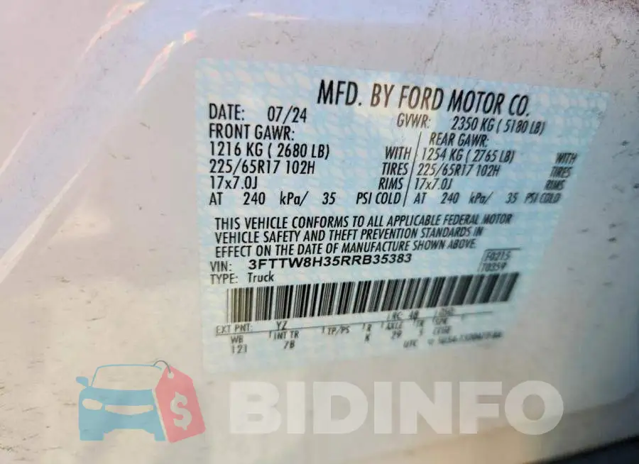 3FTTW8H35RRB35383 Photo# 12