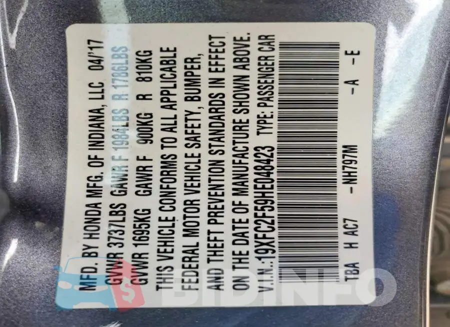 19XFC2F59HE048423 Photo# 12