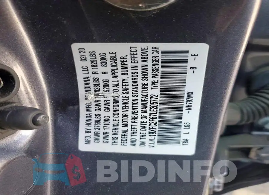 19XFC2F67LE205772 Photo# 12