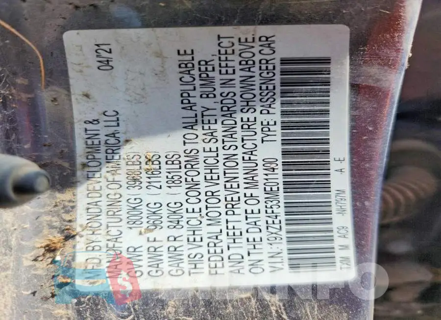 19XZE4F53ME011400 Photo# 13