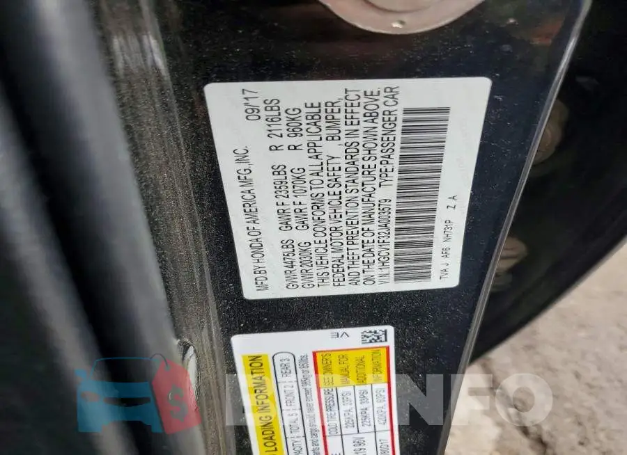1HGCV1F32JA003579 Photo# 12