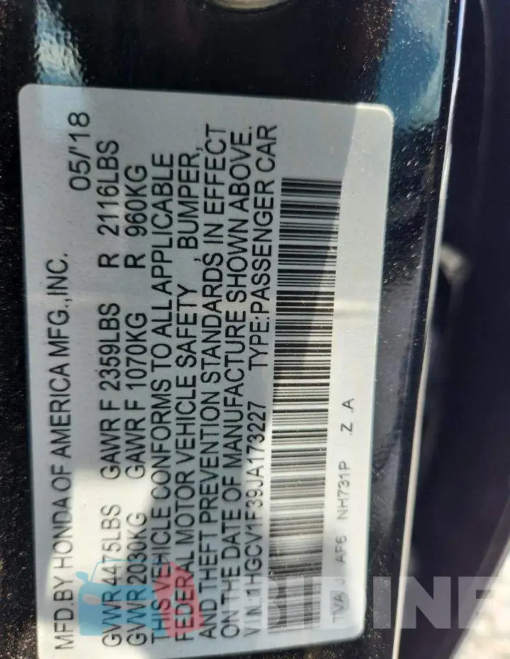 1HGCV1F39JA173227 Photo# 13