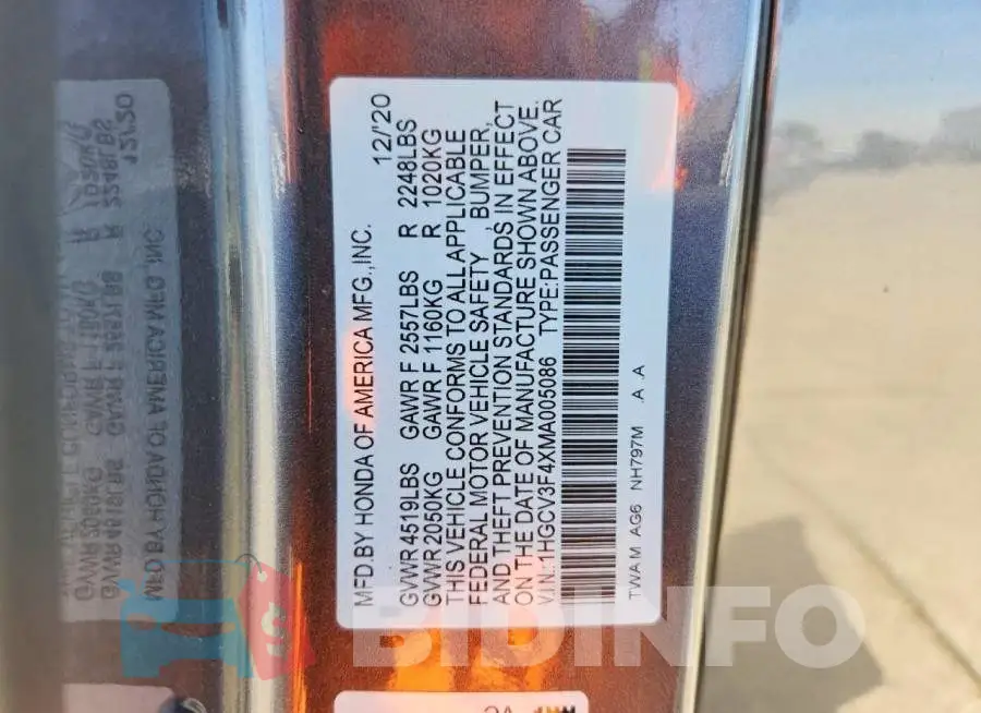 1HGCV3F4XMA005086 Photo# 12