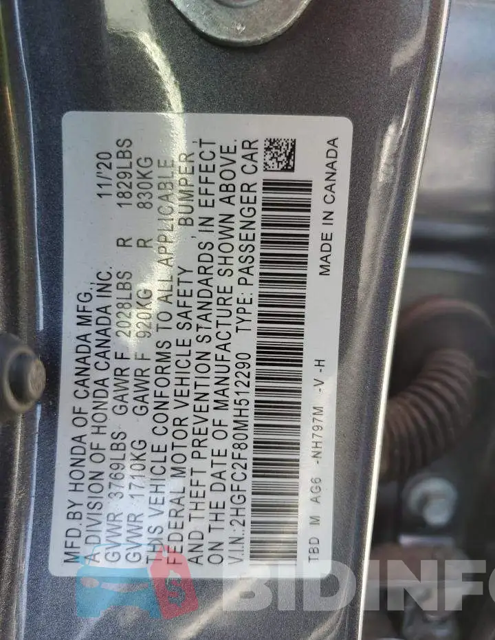 2HGFC2F80MH512290 Photo# 12