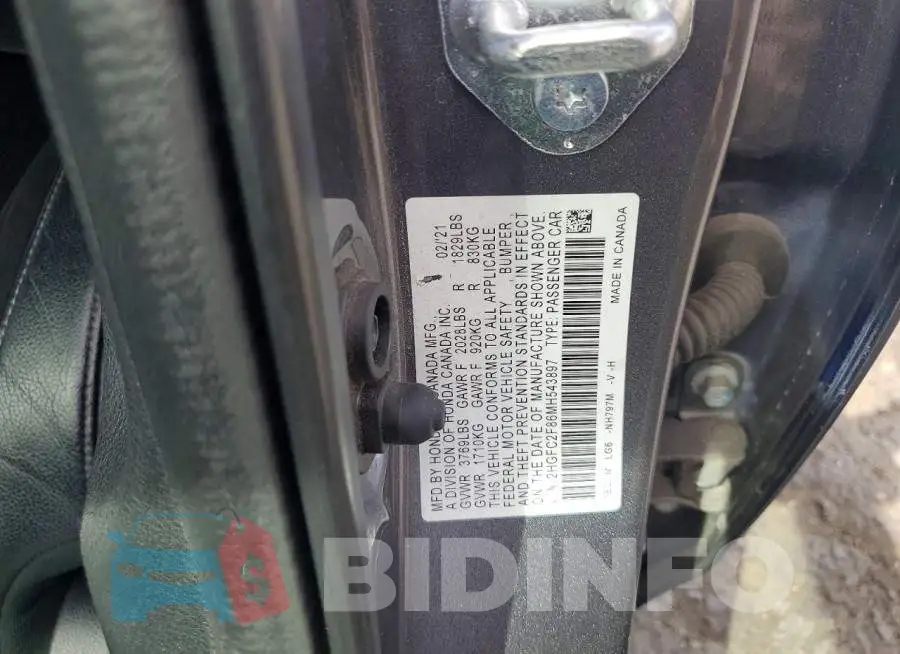 2HGFC2F86MH543897 Photo# 12