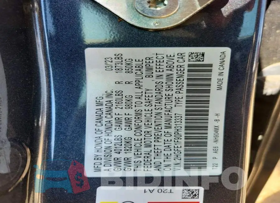 2HGFE1F90PH313337 Photo# 12