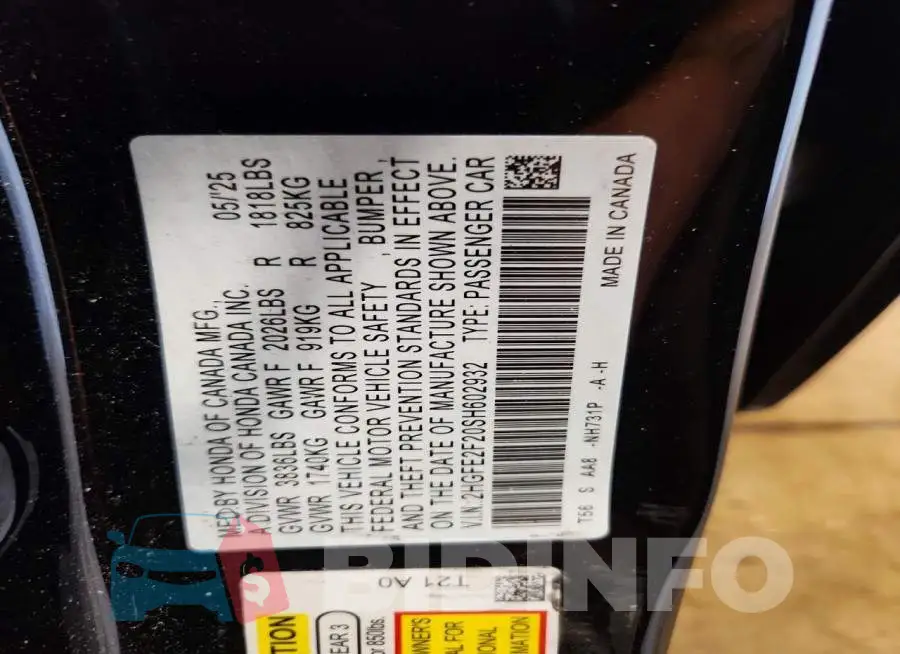 2HGFE2F20SH602932 Photo# 12