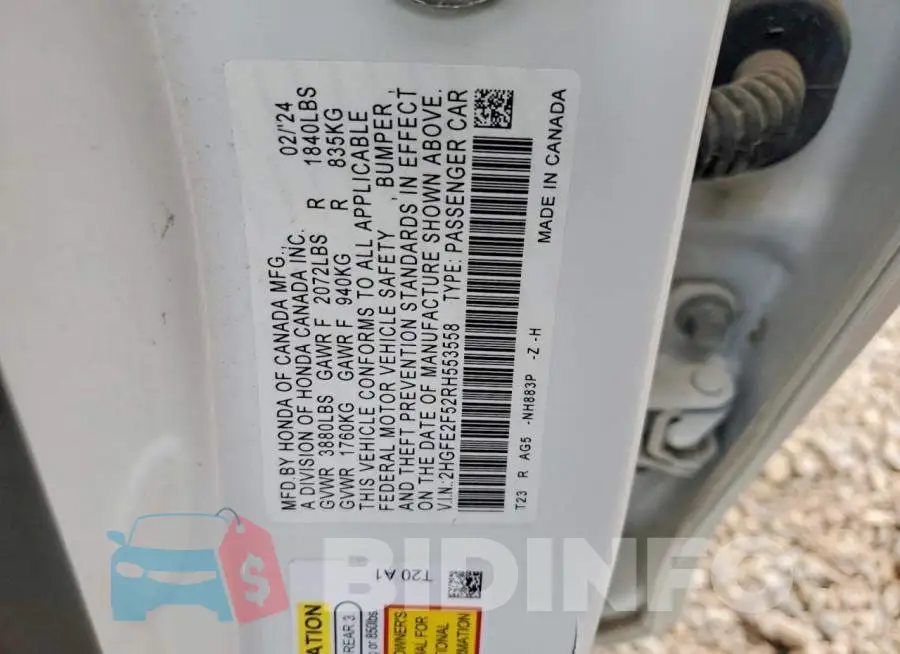 2HGFE2F52RH553558 Photo# 12