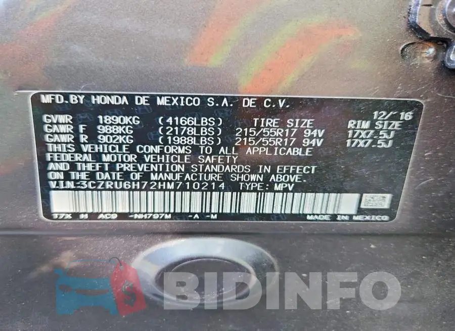 3CZRU6H72HM710214 Photo# 13