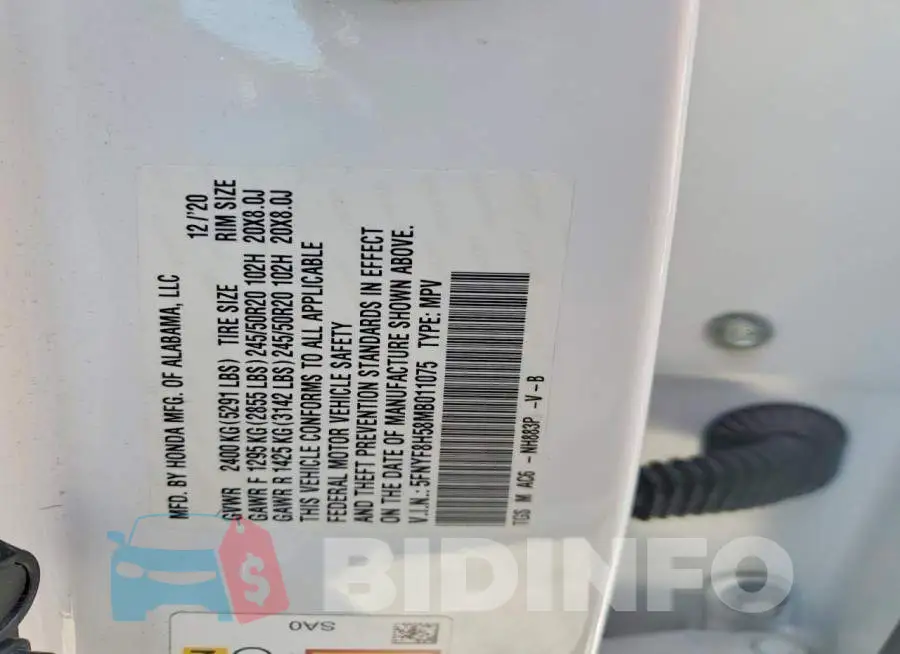 5FNYF8H58MB011075 Photo# 13