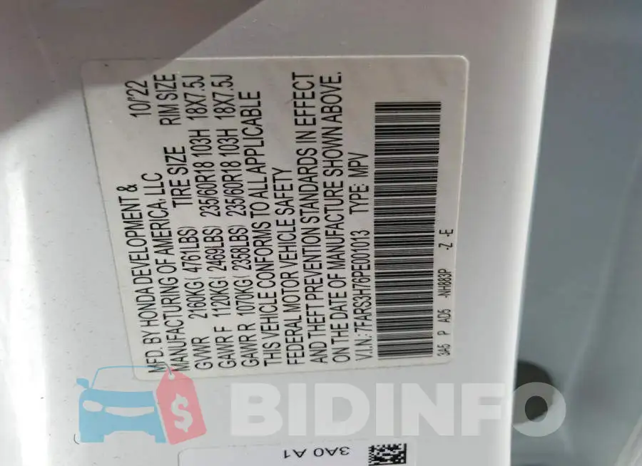 7FARS3H76PE001013 Photo# 13
