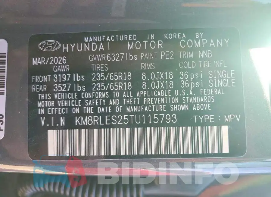 KM8RLES25TU115793 Photo# 14