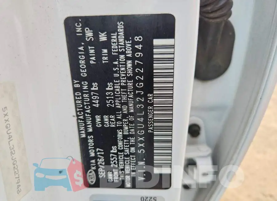 5XXGU4L32JG227948 Photo# 13