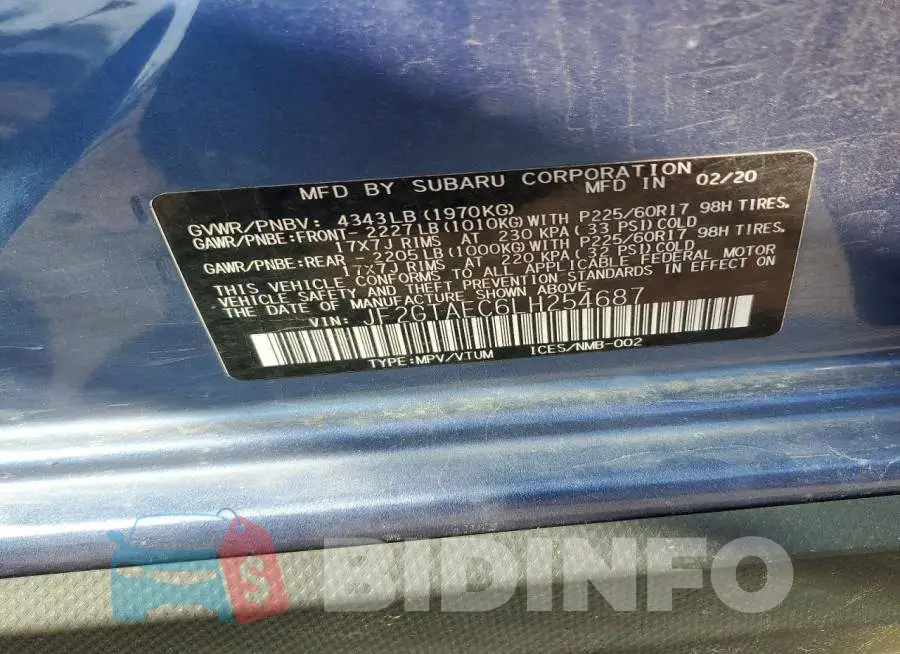 JF2GTAEC6LH254687 Photo# 12