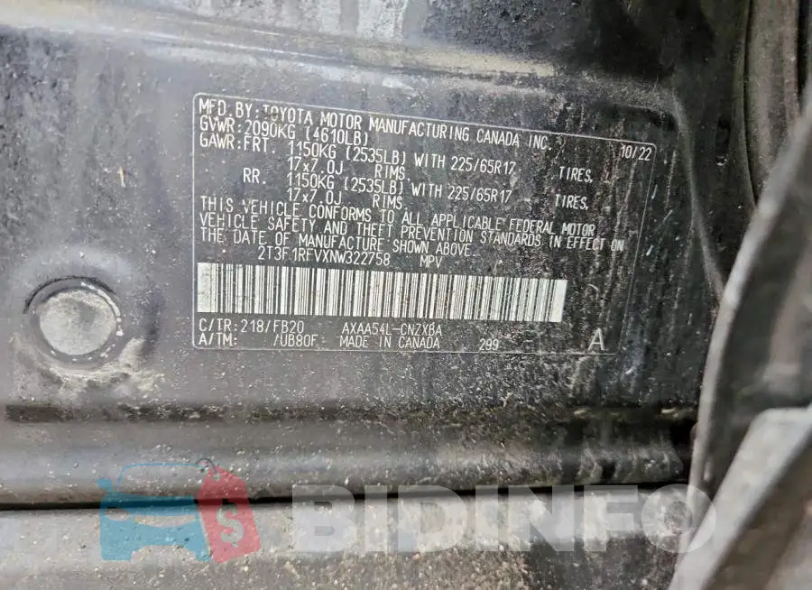 2T3F1RFVXNW322758 Photo# 13