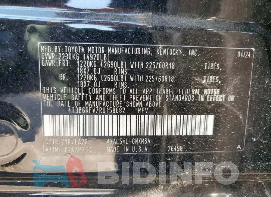 4T3B6RFV7RU158682 Photo# 13