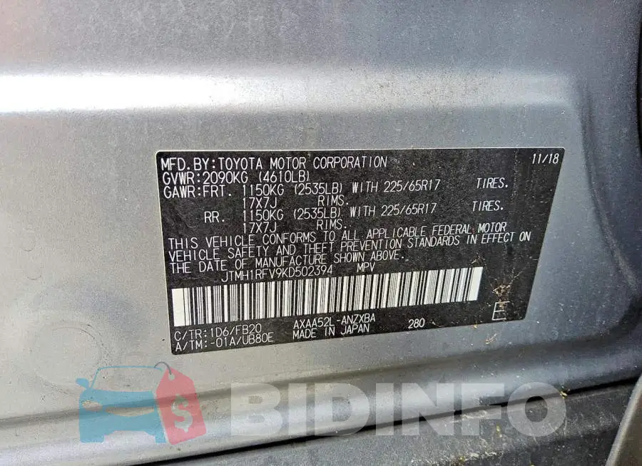 JTMH1RFV9KD502394 Photo# 12